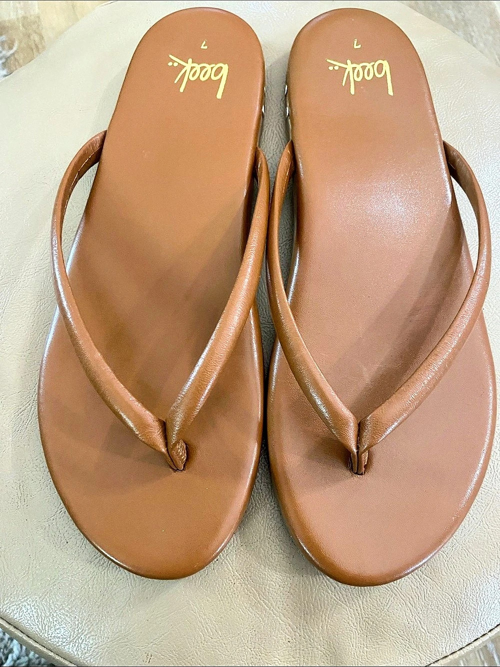 beek Sunbeam Flip Flop Women's Brown Thong Sandals US 7